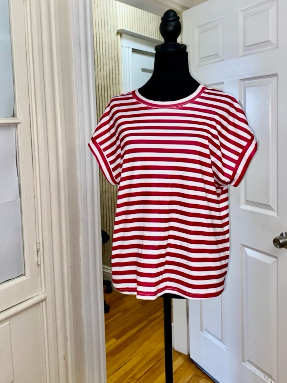 SweatyRocks red and White Striped T-Shirt sleeveless top